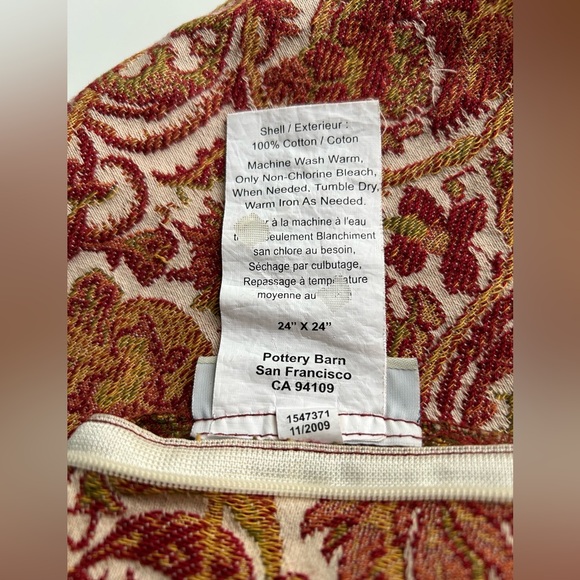 Pottery Barn Red and Cream Paisley pillowcases tapestry - Picture 2 of 3